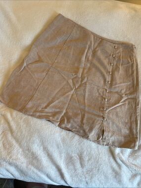 LOFT Taupe Tan Button-Front Short Skirt